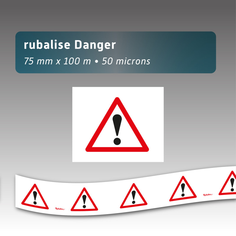 Rubalise Danger Triangle Rouge 7,5 cm x 100 m – Balisage et Sécurité Zone à Risque